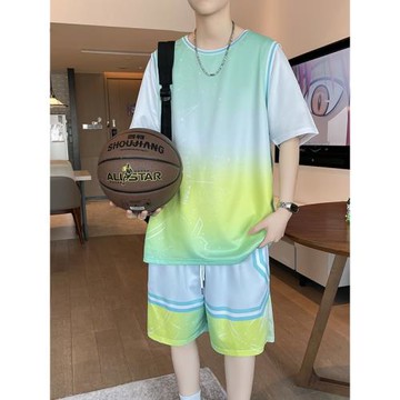 青少年運動套裝男大童夏裝籃球衣服初中高中學生冰絲速干短袖t恤
