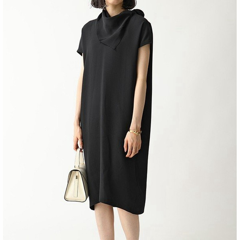 Hermes エルメス 0512d8 シルク フレンチスリーブ スカーフ付き Vネック ワンピース Noir レディース 通販 Lineポイント最大0 5 Get Lineショッピング