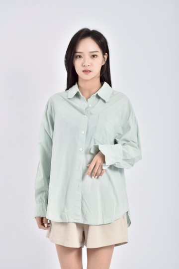 (L) vnook studio質感綠色襯衫上衣