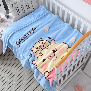 AGAPE雅家倍 - 萬用柔暖小寶被-貪吃豬豬(藍)