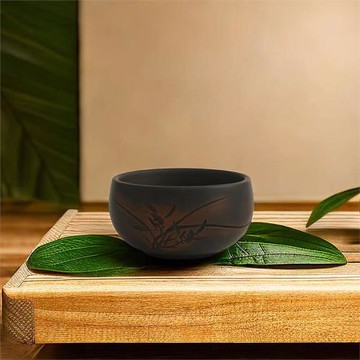 陶江山建水紫陶純手工純色小茶杯中式泡茶具功夫茶跳刀紫砂品茗杯