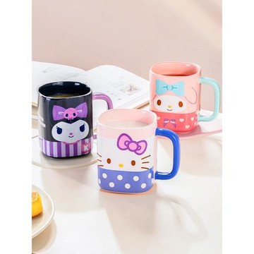 三麗鷗兒童喝水杯家用可愛陶瓷馬克杯HelloKitty聯名創意方形杯子
