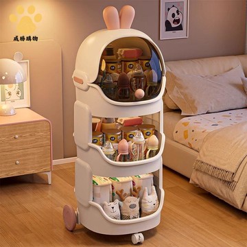 免運 開立發票 小推车置物架家用卡通收纳櫃 卧室客厅带轮储物架宝宝玩具置物架【WS9/28】