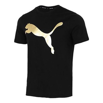 PUMA Running Training Gym Breathable Casual Sports Round Neck Short Sleeve Black