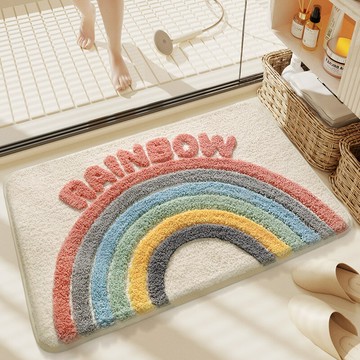 【強吸水速幹】浴室地墊 衛生間地墊 防滑墊 腳墊 門墊 入戶墊 植絨柔軟 彩虹ins風 高顏值吸水 浴室衛生間門口