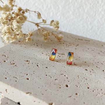 幻彩迷你耳釘 長方 耳針/耳釘/耳夾 小巧