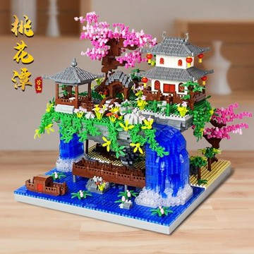兼容樂高積木桃花潭古風建筑拼裝微顆粒成人高難度積木禮物擺件