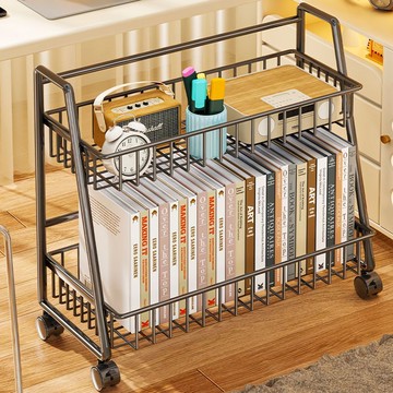 兒童書籍繪本收納整理箱滑輪玩具零食收納箱大容量分層裝書箱子