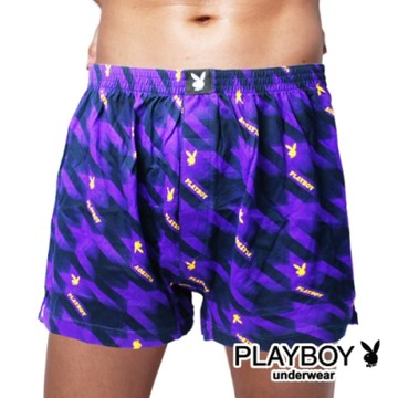 PLAYBOY LOGO印花純棉四角褲-單件-紫底黃兔