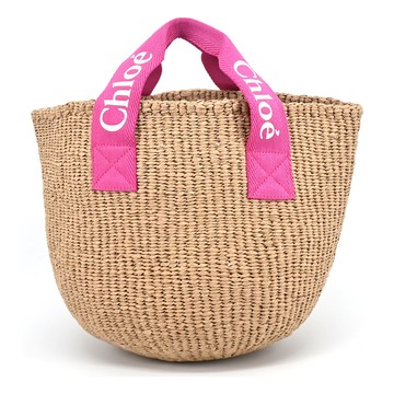 Chloe Mifuko草編手提包(桃紅)_廠商直送