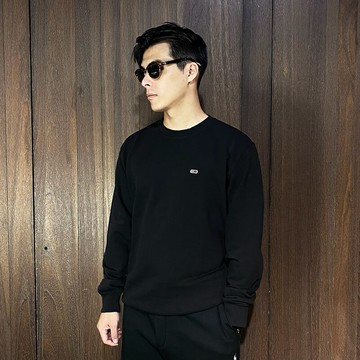 美國百分百【全新真品】Tommy Hilfiger 大學T 棉質 TH 長袖上衣 LOGO 黑色 CV48