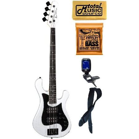 Dean Hillsboro Select White Satin String Bass Guitar, Bundle