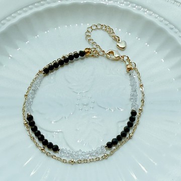 14K包金 閃靈鑽 赫基蒙白閃靈 尖晶石 天然水晶 極細 客製化 手鍊