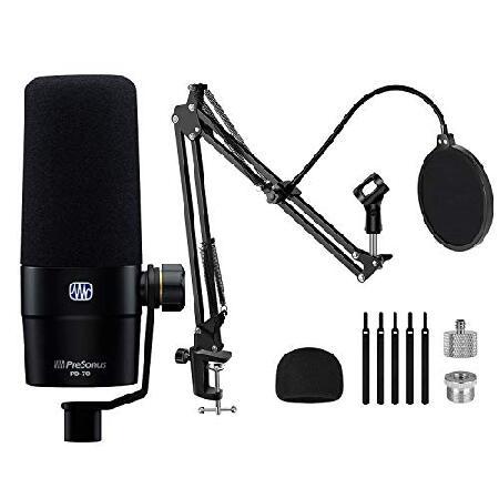 PreSonus PD-70 Dynamic Cardioid Broadcast Microphone, InnoGear Microphone Stand Set Bundle