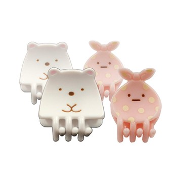 asdfkitty*日本san-x角落生物迷你鯊魚夾-2入(白熊+包袱) 髮飾 抓夾 彈力夾 側邊夾 瀏海夾-正版