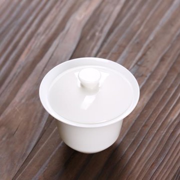 熹言 小蓋碗白瓷二才茶杯功夫茶具泡茶碗陶瓷蓋杯玉瓷茶備單個
