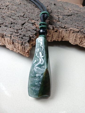 項鍊 古典編織 油青冰種緬甸玉/中性龍雕刻項鍊