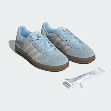 Adidas Gazelle Indoor W [JI2717] 女 運動休閒鞋 德訓鞋 復古 麂皮 舒適 水藍