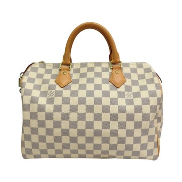 LOUIS VUITTON LV 路易威登 白色 棋盤格帆布 Speedy 30 波士頓包 手提包 N41370 【二手名牌BRAND OFF】