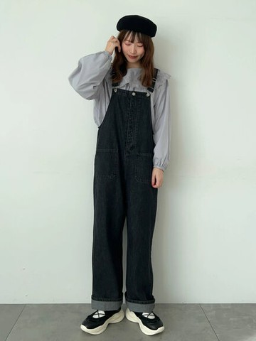 定番素面/碎花牛仔吊帶褲(0F000552910) - Samansa Mos2