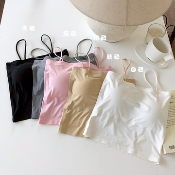 冰絲吊帶小背心女夏季內搭設計感小眾帶胸墊內衣抹胸外穿短款上衣