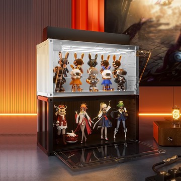 【AOTTO】貨櫃造型磁吸盲盒桌上收納箱(收納箱 折疊箱 玩具箱 盲盒收納 展示盒)