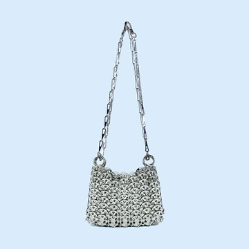 【手工亮片】鏈條手機包 單肩包 斜挎包 女包 銀色閃亮 手工製作 時尚派對 夜店蹦迪 日常出街