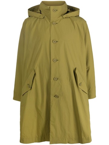 Homme Plissé Issey Miyake - hooded single-breasted coat - men - Polyester - 3 - Green