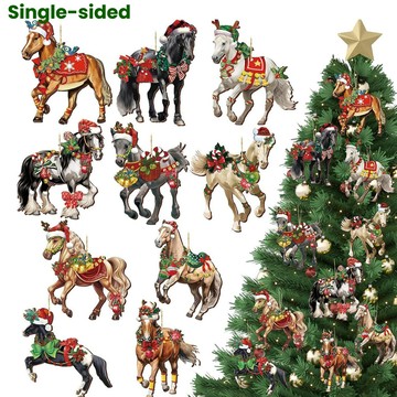洛陽牡丹 耶誕節木質掛飾聖誕樹裝飾品馬掛飾適用於節日派對和家居裝飾品 10個/20個