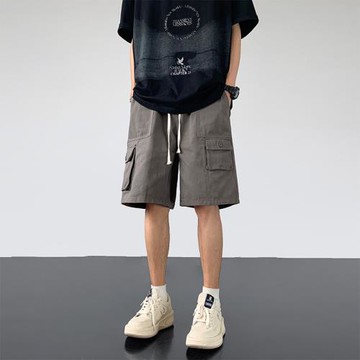 工裝短褲男夏季薄款寬松五分褲男士直筒休閑褲外穿跑步運動大褲衩