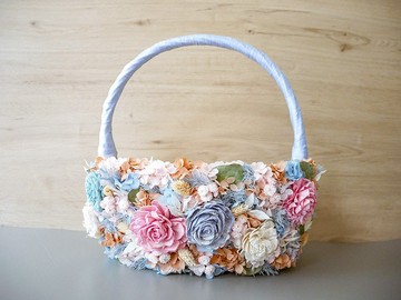 乾燥花喜糖籃【寧靜粉藍】送客/客製化/婚禮用品/野餐籃