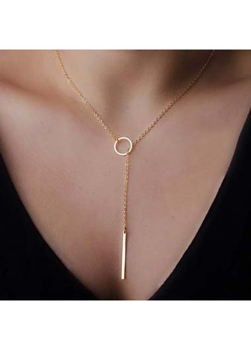 Round Shape Gold Metal Lariat Necklace for Woman