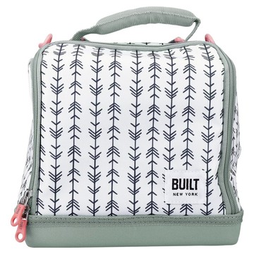 BUILT 前開式雙層保冷袋 箭羽紋 7L  1個  白色 + 綠色  23.5 x 19 x 22cm