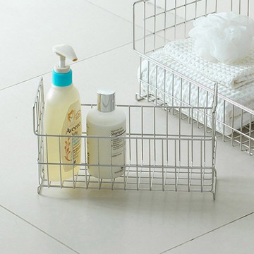 【日本霜山】304不鏽鋼浴室置物籃/收納掛籃(掛鉤可拆卸)