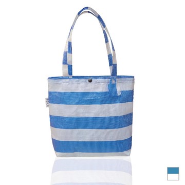 台味藍白帆布袋 防水購物袋 瑜珈健身袋