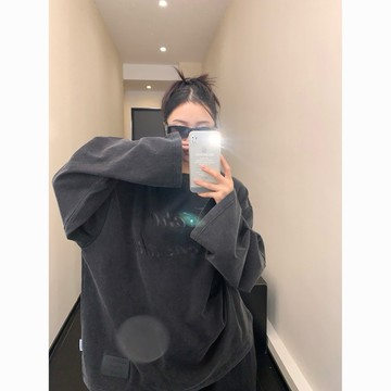 【RICECAKE & OISIS】美式水洗 字母印花 長袖t恤 高級感 百搭 oversize 上衣 女