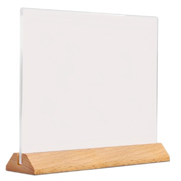 COM-T康太 三角木座壓克力立牌 T型橫式 桌面菜單展示架 海報立牌 穩固耐用  A4  1個