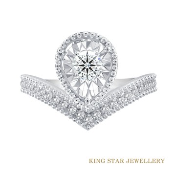 King Star 30分 最白Dcolor 18K金 天然鑽石戒指 女王