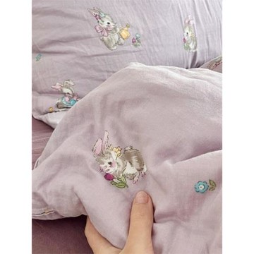 妮可兔A類全棉有氧雙層紗四件套妮可兔小號床單款三件套適合1.2床