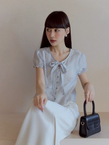 木質紋透紗開襟上衣