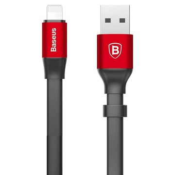 Baseus 倍思 USB-A-Lightning資料線 2A 簡捷便攜款  紅黑色  23cm  1條
