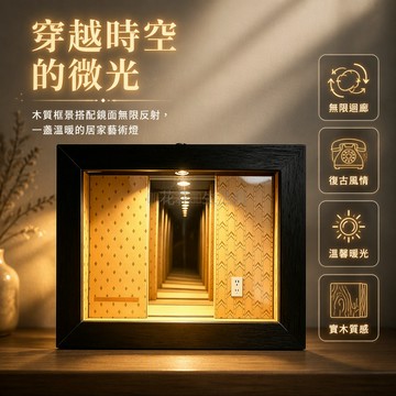 台灣現貨✨ 日本後室深淵鏡 木製立體擺件 帶燈裝飾畫 房間創意擺設 家居風格掛飾
