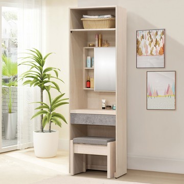 【Homelike】喜家居2尺化妝衣櫃(含椅)-清水模拼色(2305)