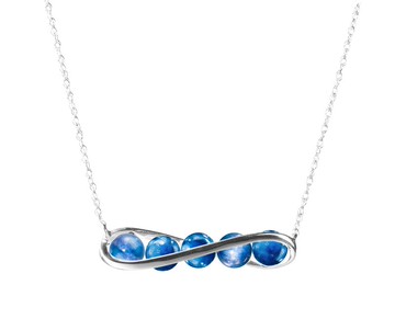 藍晶石鎖骨鍊 皇家藍14k白金項鍊 流線型韓風金墜子 小項鍊輕珠寶