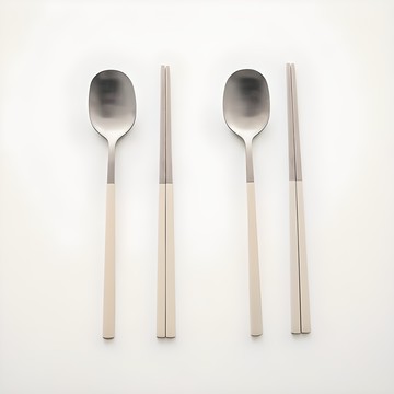 LaBONI 素色湯筷 2人份餐具組  2便士勺+2便士筷子  1組  米白色