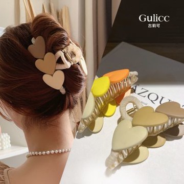Gulicc 韓版 漸層色 愛心 髮夾(髮飾 頭飾 髮夾 抓夾 髮圈 韓國 生日禮物 雙11 聖誕節)