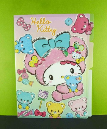 【震撼精品百貨】Hello Kitty 凱蒂貓~兩層文件夾~熊圖案