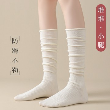 透氣堆堆襪春夏薄棉及膝襪中筒小腿襪長筒女襪純色高筒襪女襪子10151026