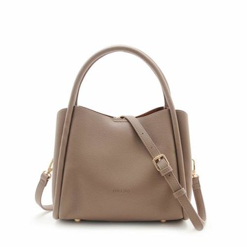 FIRANO-曲線皮革手提/斜背兩用包(咖褐色)