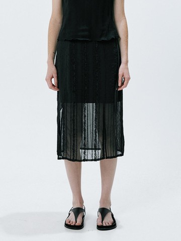 Sheer Patch work Skirt (Black)